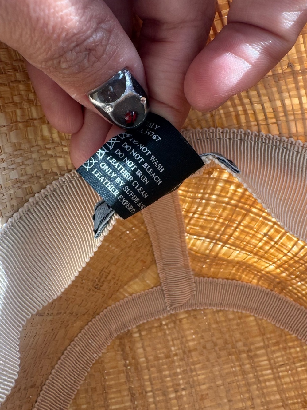 Prada Beige Straw Bucket Hat with Black Logo Plaque - Picture 4 of 5